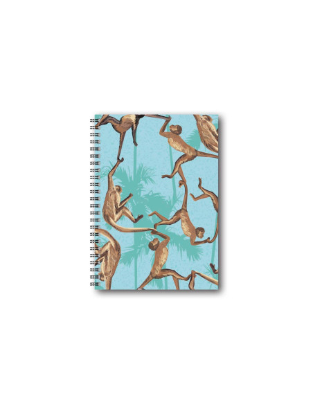SKRIVBOK A5 DOTTED TROPICAL MONKEYS