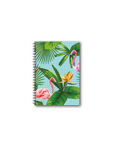 SKRIVBOK A5 DOTTED TROPICAL FLAMINGO