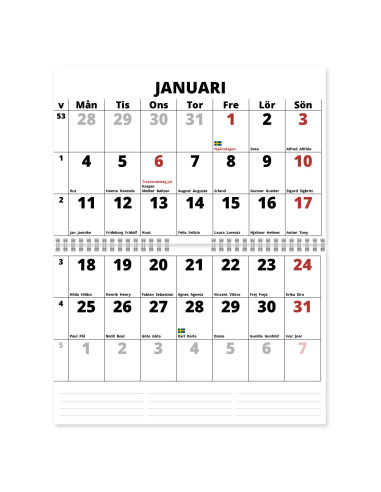 2027 TYDLIG VÄGGKALENDER