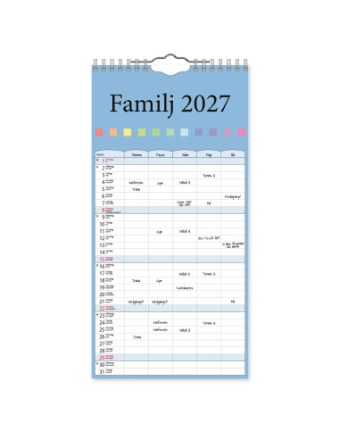 2027 FAMILJEKALENDER FÄRG