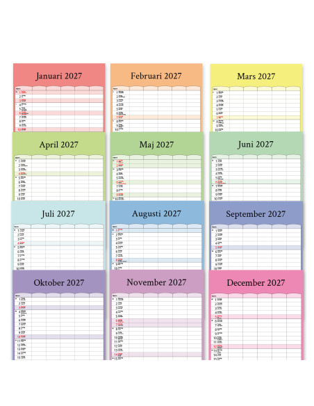 2027 FAMILJEKALENDER FÄRG