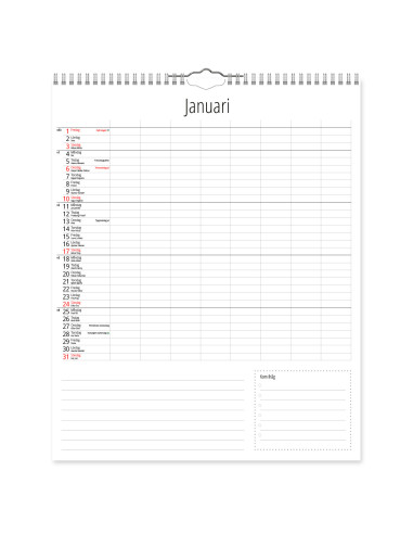 2027 FAMILJEKALENDER XL 8 KOLUMN