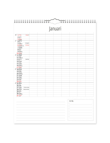 2027 FAMILJEKALENDER XL 8 KOLUMN