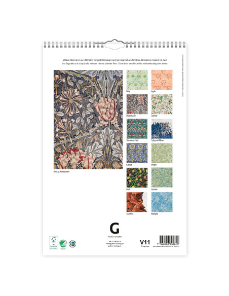 2027 FAMILJEKALENDER WILLIAM MORRIS