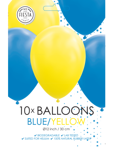 BALLONGER GUL O BLÅ 30CM 10P