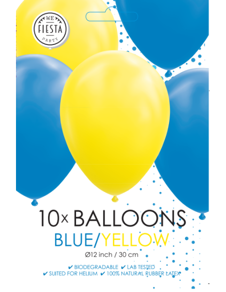 BALLONGER GUL O BLÅ 30CM 10P