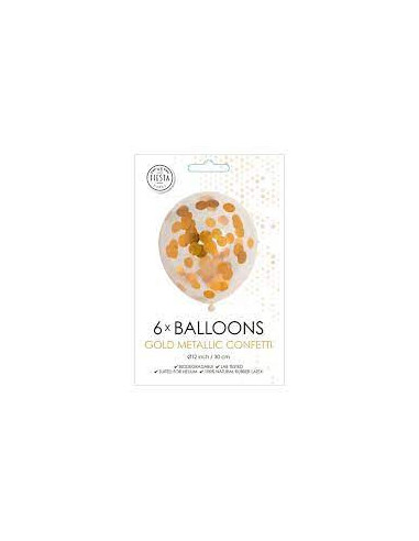 BALLONGER KONFETTI GULD  6P