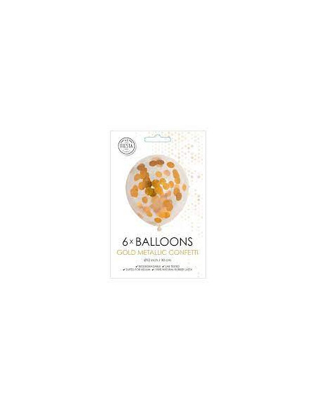 BALLONGER KONFETTI GULD  6P
