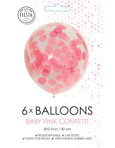 BALLONGER KONFETTI ROSA  6P