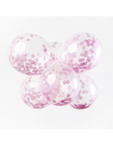 BALLONGER KONFETTI ROSA  6P