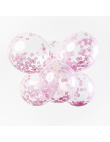 BALLONGER KONFETTI ROSA  6P