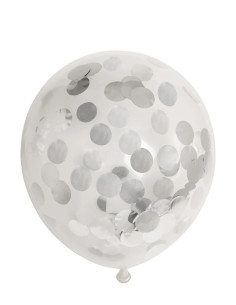 BALLONGER KONFETTI SILVER  6P