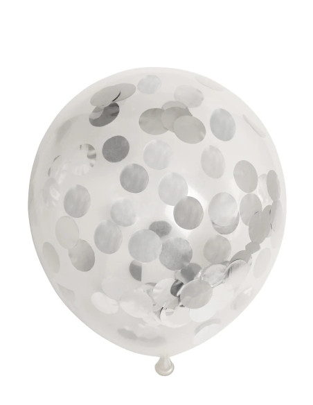 BALLONGER KONFETTI SILVER  6P