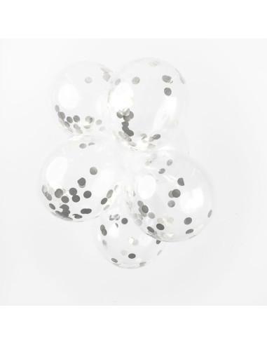BALLONGER KONFETTI SILVER  6P
