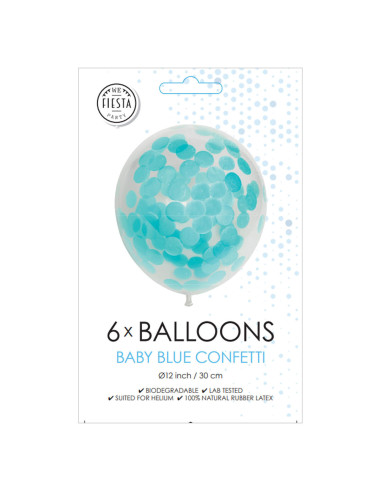 BALLONGER KONFETTI BLÅ  6P